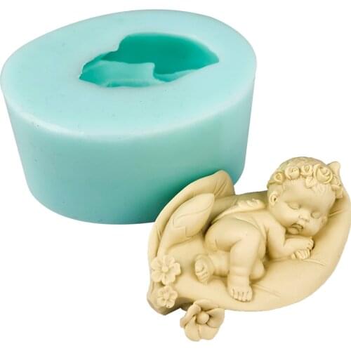 TS0167 PRZY Flower Fairy Sleeping Baby Newborn Candle Moulds Flower Baby Mold Silicone Mold Soap Molds Clay Resin Moulds