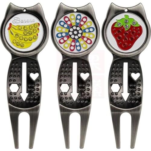 Top quality golf marker magnetic golf green fork gift