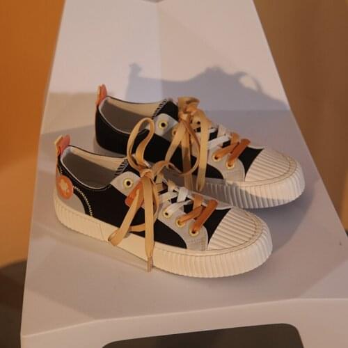 Womens personality canvas shoes 2021 spring and autumn casual simple color matching flat comfortable casual shoes hot sale