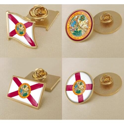 Seal of Florida State of United States of America Map Flag Lapel Pins Broochs Badges