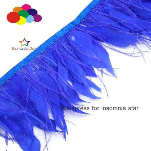 10Meter 8-12CM wide Sapphire Ostrich Feathers Goose Feather For Crafts Trims Skirt/Dress/Costume Feathers