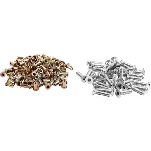 100 Pcs M3x9mm Countersunk Head Blind Rivet Nuts & 50 Pcs M3 X 12Mm Metric Hex Socket Head Screw Bolts