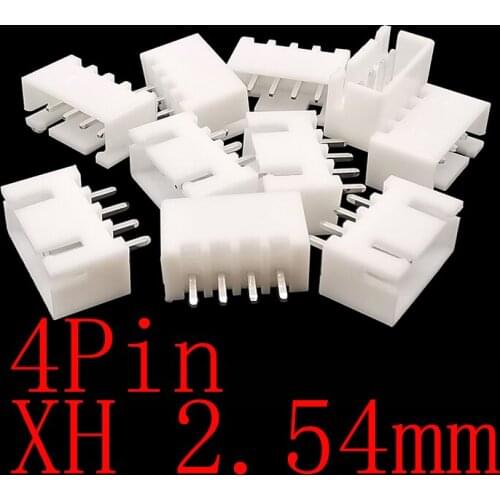 100Pcs/lot White XH2.54 4 Pin Housing Terminals JST XH 2.54mm 4P Plastic Shell Male Plug Terminal Housing Seat Wire Connector