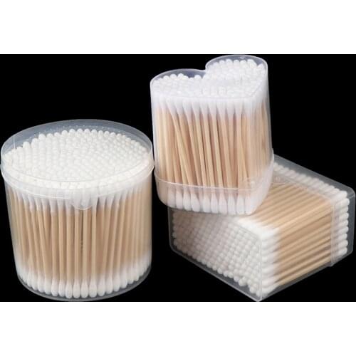 150/200/300pcs Medical Wood Sticks Nose Ears Cleaning Health Care Tools Double Head Cotton Swab Women Makeup Cotton Buds Tip