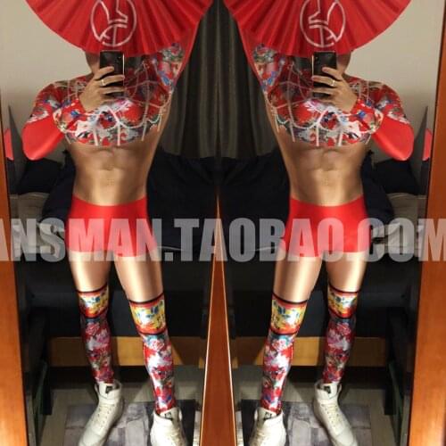 2020 New Bar Nightclub Male Singer Dj Dancing Jumpsuit Mens 3d Chinese Style Robes Leggings Trousers Men Sport Pants Costumes