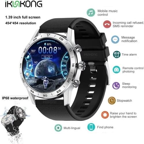 2021 new style 454*454 resolution 1.39 inches KK70 smart watch remote control music ECG PPG password protection bluetooth call
