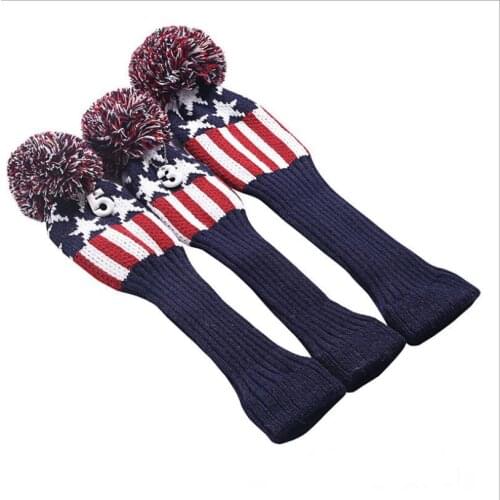 3 pcs/set Fashion Golf club covers national flag knitting Wooden set weave golf headcover 3#5