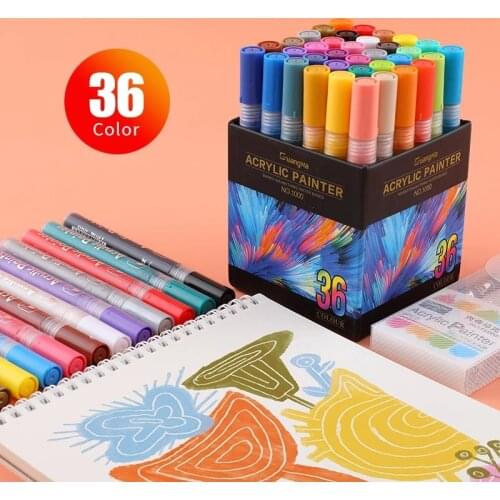 36 Colors Acrylic Permanent Paint Marker pen for Ceramic Rock Glass Porcelain Mug Wood Fabric Canvas Painting Dropshipping