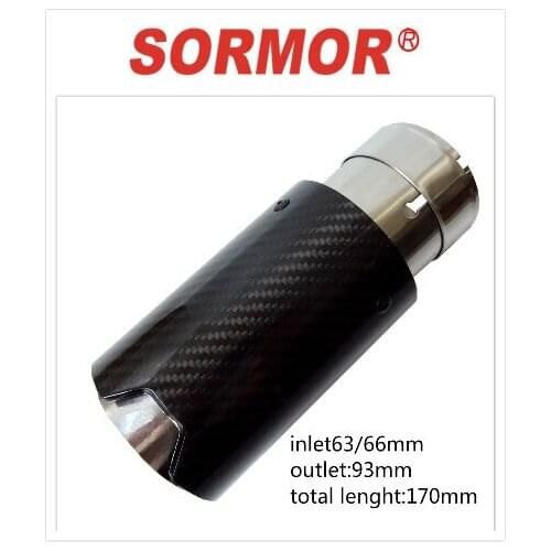 SORMOR Car Exhaust tips Systems for B M Wmirror polishing stainless steel and glossy carbon fiber univeral muffler tips