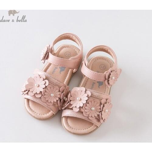 DB13466 Dave Bella summer baby girls fashion sandals new born infant shoes sandals floral appliques shoes