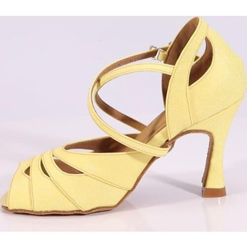 Evkoodance New Dance Shoes Luminous high heel 9cm Latin Shoes Flower pu Professional Ballroom Latin Salsa Dance Shoes for Women