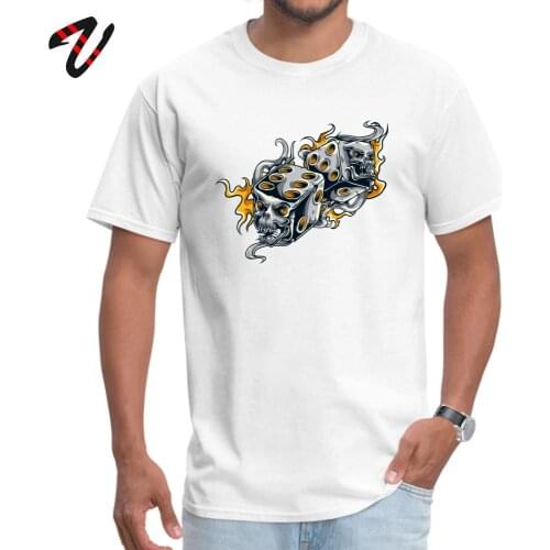 T-shirt Men Game Tshirt Fire Skull Dice Print Top Crazy Mens Streetwear Heavy Metal Designer Clothes Cotton Punk Tees Fitted