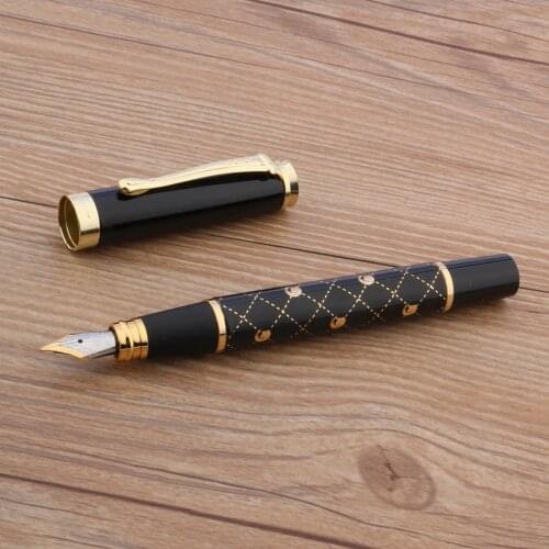 Jinhao 500 Metal Fountain Pen Golden Chessboard 0.7mm Nib Ink Pens Stationery Office School Supplies Writing