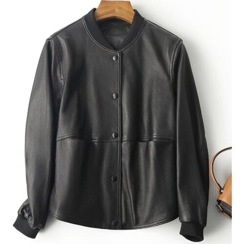 Genuine Leather Jacket Women Spring Autumn 2021 100% Sheepskin Coat Female Casual Jackets for Women Chaqueta Cuero Mujer Pph4758