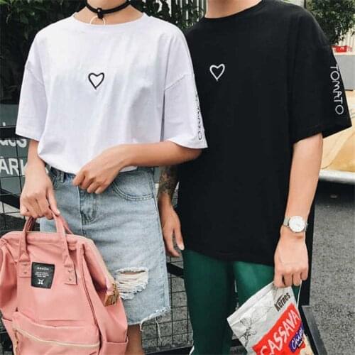 Summer Casual Plus Size Couples T-shirt Lovers Baggy O-neck Short Sleeve Letter Printing Tees Women Clothing Printed T-shirt