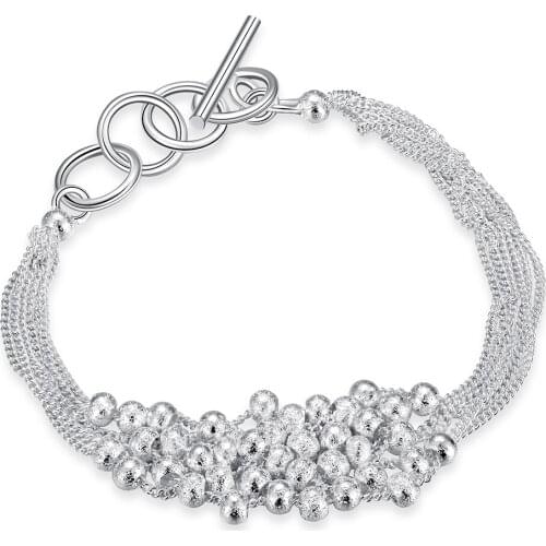 925 Sterling Silver Frosted Bead Grapes Bracelet For Women Wedding Engagement Party Jewelry