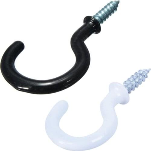 1.1"Cup Mug Hooks Shouldered Metal Screw-In Plastic Coated Hanging