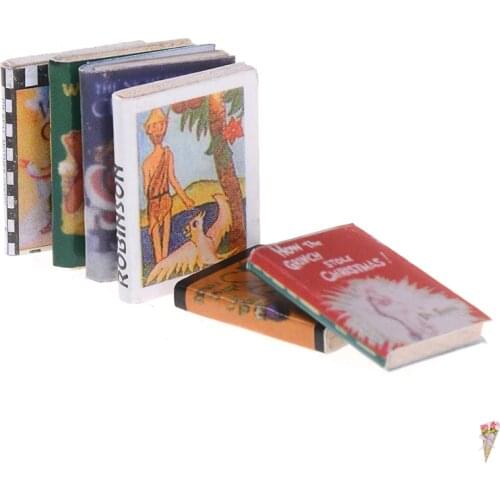 6pcs/Lot 1:12 Dollhouse Kit Accessories Dollhouse Miniature 1:12 books Colorful Wooden Books Miniaturas for Kids Christmas Gift