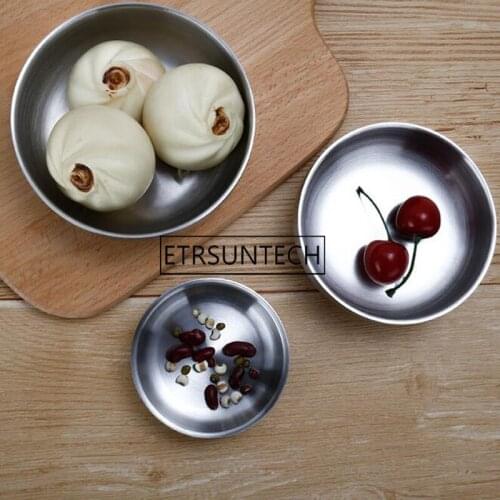 Stainless Steel Seasoning Dish Side Plate Round Silvery Sauce Ketch Rice Container Kitchen Picnic Use 3 Sizes 30pcs