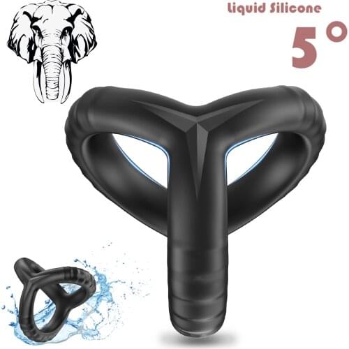 Newest Silicone Penis Ring Male Chastity Cage Scrotum Stretcher Cock Rings Delay Ejaculation Sex Toys for Men Sexy Dual Ring