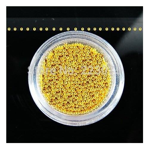 New Nail Art 2 bottle gold Boxes Glitter Powder Beads Decoration Caviar Manicures 1500pcs/bottel