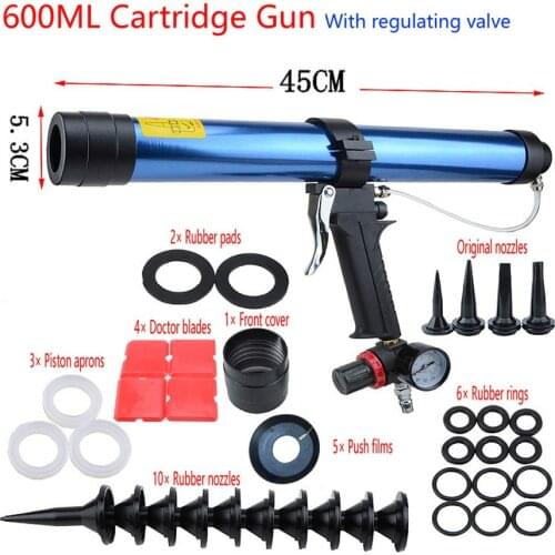 15 inches 600ml Pneumatic Caulking Gun Pistol with Pistons Glass Glue Air Rubber Guns Tool Caulking Glass Silicone Tools