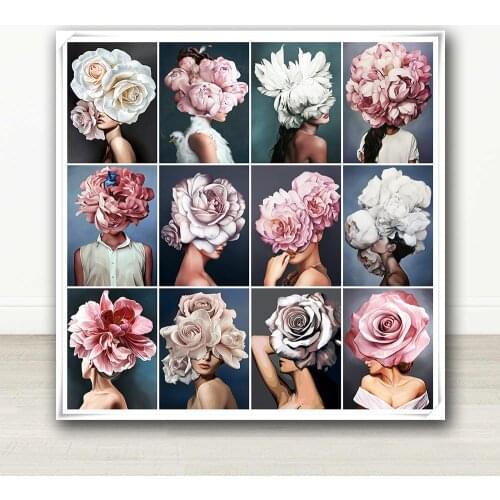 Dropshipping 5D DIY Diamond Paintings Kit Woman Flower Diamond Embroidery Full Square/Round Drill Cross Stitch Mosaic Home Decor