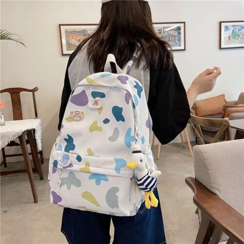 ABQP Colorful Women Travel Laptop Backpack Bags Large Capacity Nylon School Backpack For Women Candy Color Womens Backpack