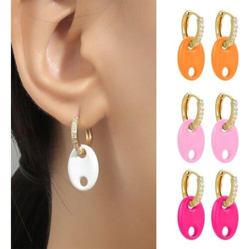 2 Pcs New Arrival Color Enamel Pig Nose Drop Earrings For Women Trendy Fashion Color Small Circle Hoop Earrings Jewelry Party