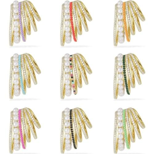 Lost Lady Layers Crystal Earcuffs Multi Color Rhinestone Cuff Earrings for Women C Shaped Zircon Clip Earrings Wholesale Jewelry