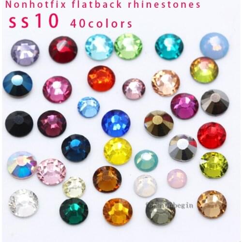 Ss10 144Pcs Glitter Various 40 Colors Rhinestone Crystal Flat back Nail Body Art Face Gem Festival Costume Craft Decorations