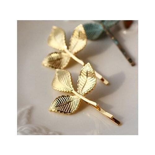 Fresh leaves European and American style three-dimensional retro bride small hairpin wholesale latest