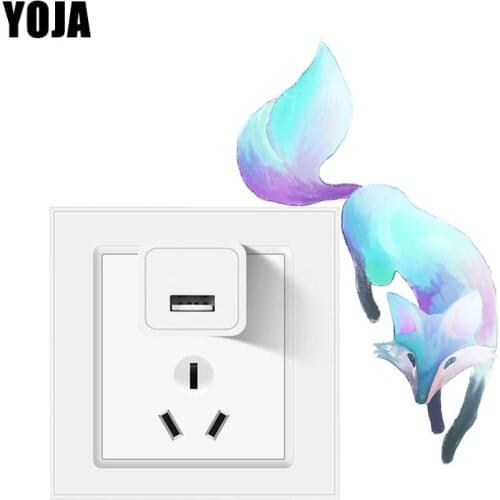 YOJA Creative Fox Animal Artistical Switch Sticker Interesting Beautiful Design PVC Wall Decal 8SS0973
