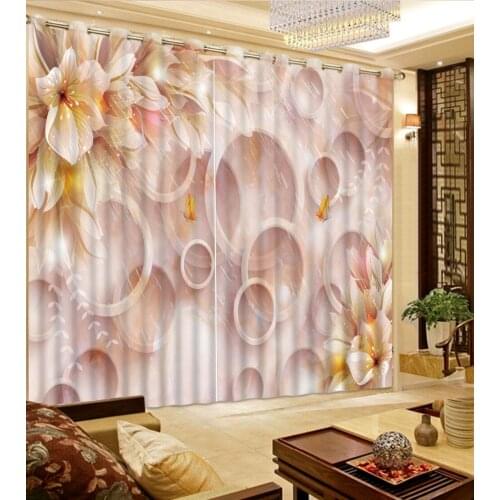3D Curtains Printed Custom Curtains Fantasy Flowers Butterflies Circle Home Decor Decoration Curtain Living Room