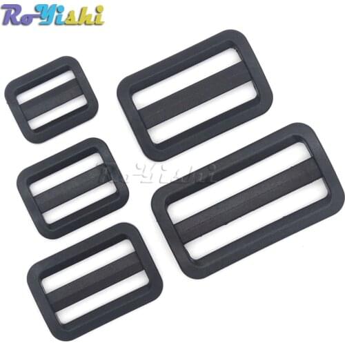 1pcs Plastic Black Curve Tri-Glide Slider Adjustable Buckle for Bags Webbing