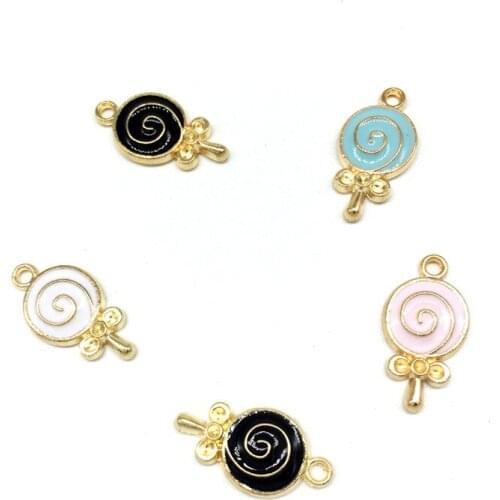10pcs Fashion Metal Enamel Lollipop Diy Jewelry Charms Pendant Earring Necklace Bracelet Charms For Jewelry Making Accessories