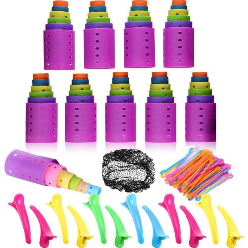 120/142 Pieces Magnetic Hair Rollers Set Smooth Hair Rollers with Duckbill Clips Hairdressing Styling Tool, Random Color 6 Sizes
