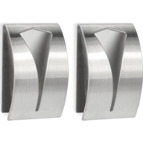 2pcs Stainless Steel Self Adhesive Hardware Clip Hanger Bathroom Towel Hooks Holder Household Wall Mounted Towel Rack Storage