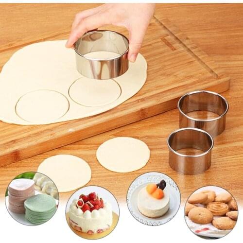 3pcs/set Stainless Steel Round Dumplings Wrappers Molds Set Cutter Maker Tools Round Cookie Pastry Wrapper Cutting Maker Tool
