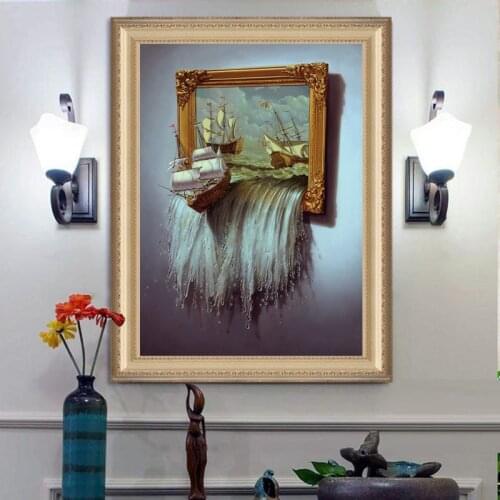 3D Sailboat on the Sea Over the Frame DIY 5D Diamond Painting Embroidery Cross Stitch Full Drill Mosaic Wall Art Home Decor Gift