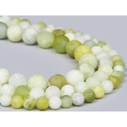 4 6 8 10 12 MM Matte Natural Green Russian Flower Green Jades Loose Spacer Beads For Jewelry Making DIY Bracelets Necklace 15