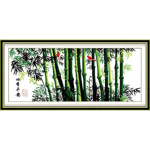 Bamboo edition-Four Seasons Peace cross stitch kit 14ct 11ct count printed canvas stitching embroidery DIY handmade needlework