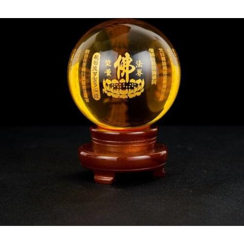 Buddhism Crystal Crafts Prajna Paramita Heart Sutra glass ball Fengshui Ornaments l Creative Sculpture Home Decor Statue Gifts