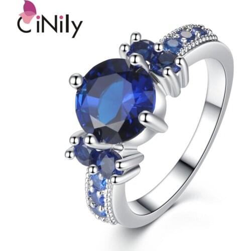CiNily Silver Plated Created Multi-colors Stone Wholesale Fashion Jewelry for Women Birthday Gift Ring Size 6-9 NJ11057-60