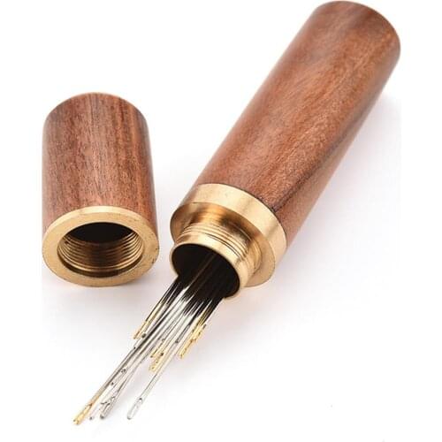 Solid Wooden Needle Holder Tube Wear-resistant Hand Sewing Needles Toothpick Storage Container Sewing Knitting Accessories