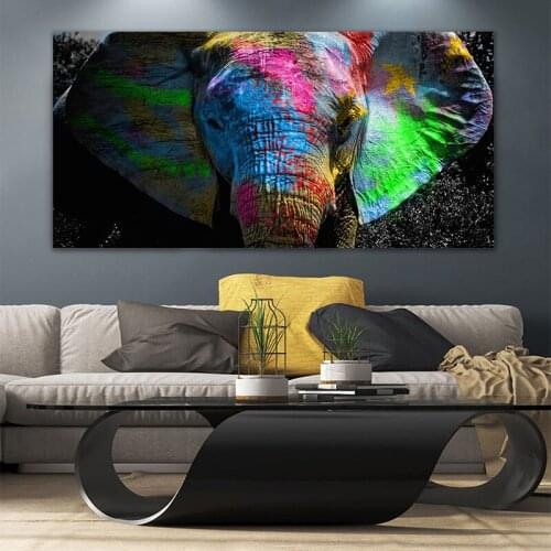 Colorful Elephant Picture Large Paintings Decoration Salon Modern Home Living Room Decor Canvas Posters Prints Animal Wall Art