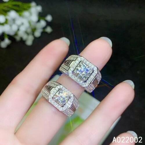 KJJEAXCMY fine jewelry 925 sterling silver inlaid Mosang Diamond gemstone men ring popular support detection