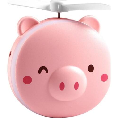 Piggy Cosmetic Mirror with Fan Portable USB Mini Beauty Mirror