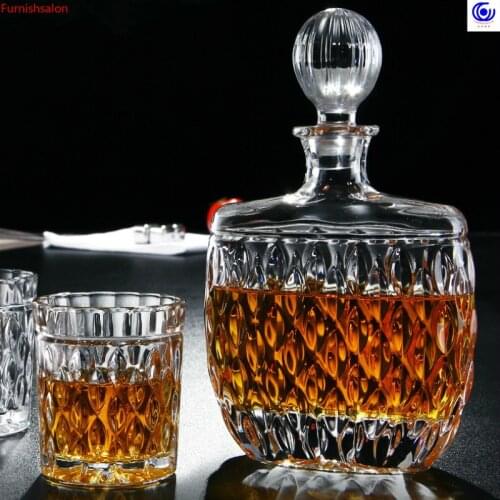 Creative Crystal Glass Whiskey Wine Decanter with 4-6 Cups Flagon Water Drinkware Lead-free Barware Bottle vodka bartender set