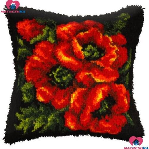 Latch Hook Kit Cushion Mat DIY Craft flower Pattern Cross Stitch Pillow Needlework Crocheting Cushion foamiran for needlework